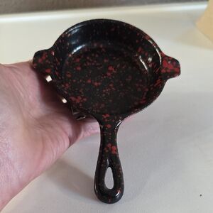 Black and Red Speckled Mini Cast Iron Skillet Ashtray